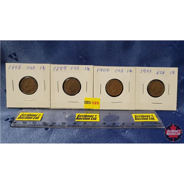 USA Penny - Strip of 4: 1898; 1899; 1900; 1901