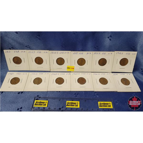 USA Penny  (12): 1918; 1918D; 1918S; 1919; 119D; 1919S; 1921; 1921S; 1923S; 1924s; 1930S; 1934