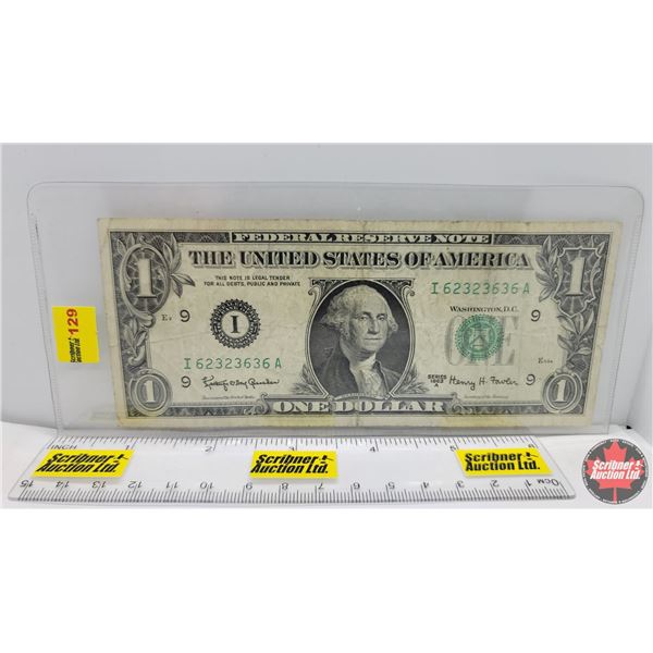 USA $1 Bill 1963 (See Pics for Serial Numbers & Signatures)