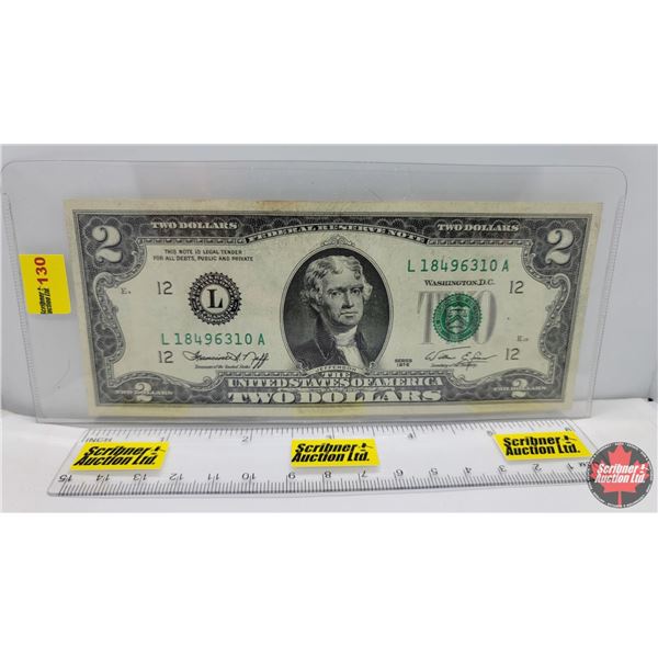 USA $2 Bill 1976 (See Pics for Serial Numbers & Signatures)