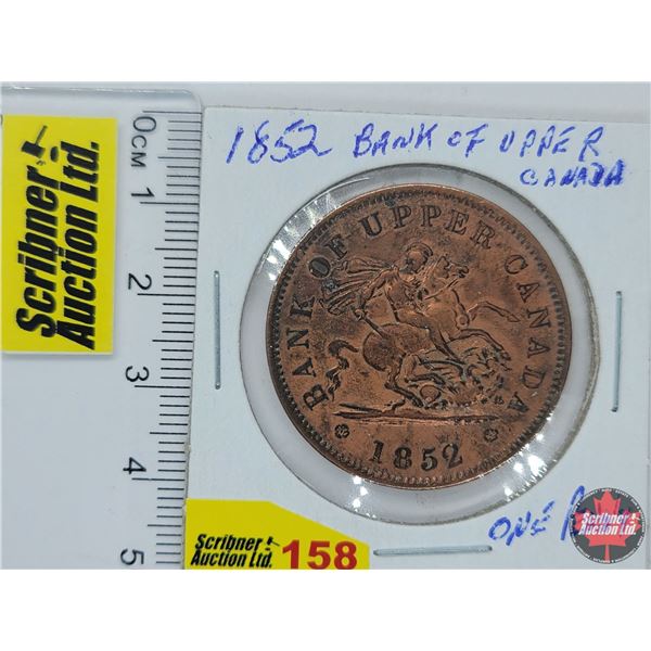 Bank of Upper Canada 1852 One Penny Bank Token