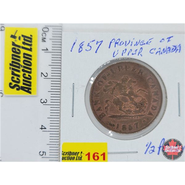 Bank of Upper Canada 1857 One Half Penny Bank Token