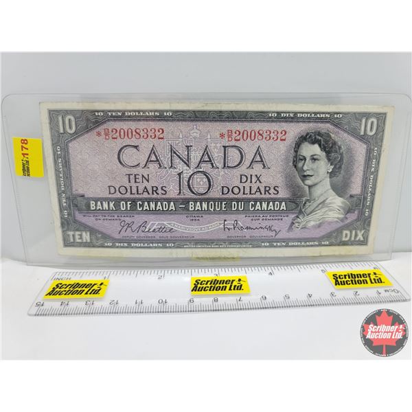 Canada $10 Bill 1954* Replacement (*BD2008332) Beattie/Rasminsky (See Pics for Serial Numbers & Sign