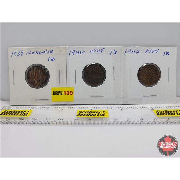 Newfoundland One Cent - Strip of 3: 1938; 1941C; 1942