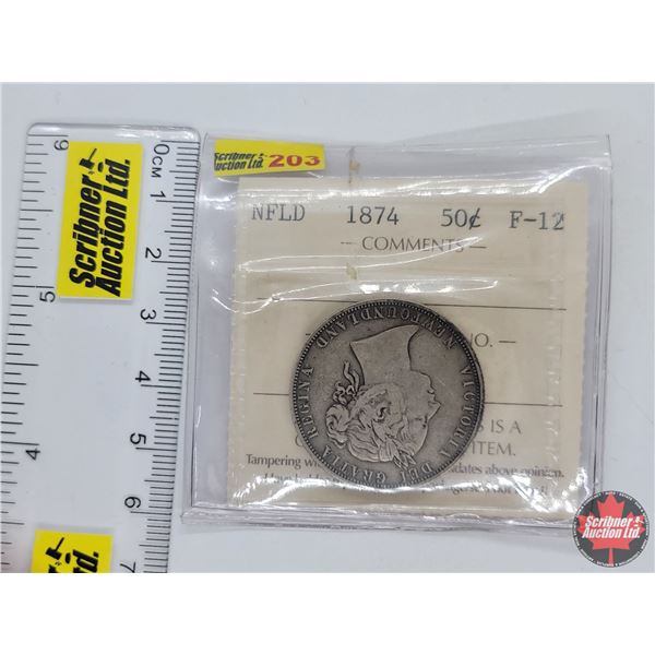 Newfoundland Fifty Cent 1874 (ICCS Cert : F-12)