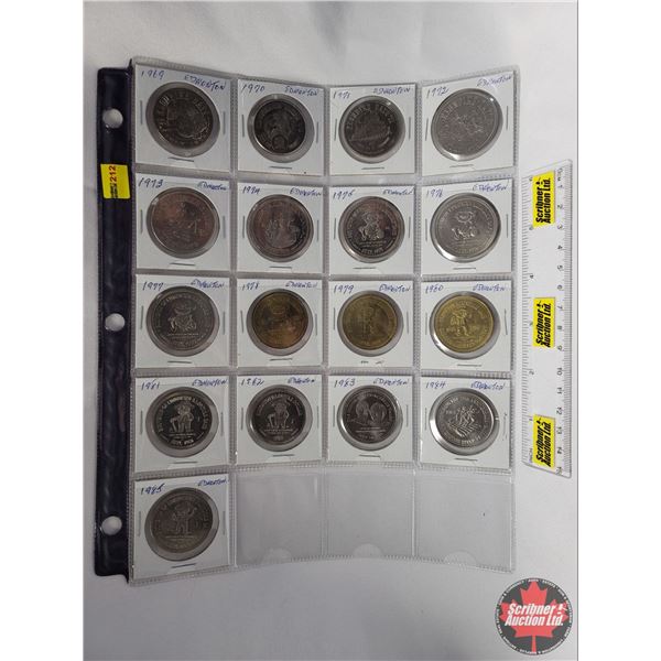 Edmonton Klondike Days Dollar Collection (17) 1969; 1970; 1971; 1972; 1973; 1974; 1975; 1976; 1977;