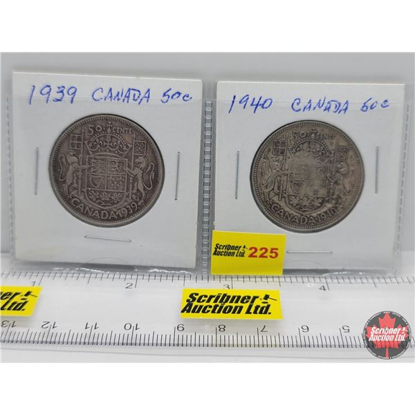 Canada Fifty Cent - Strip of 2: 1939; 1940