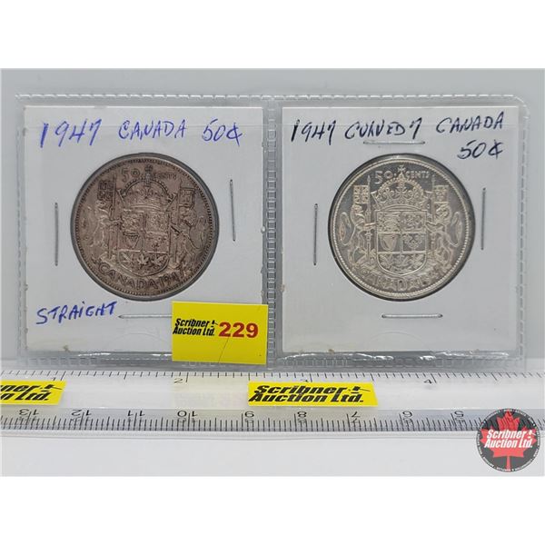 Canada Fifty Cent - Strip of 2: 1947 S7 ; 1947 C7