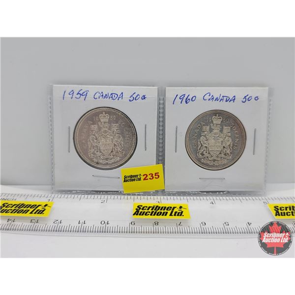 Canada Fifty Cent - Strip of 2: 1959; 1960