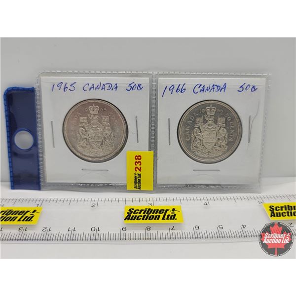 Canada Fifty Cent - Strip of 2: 1965; 1966