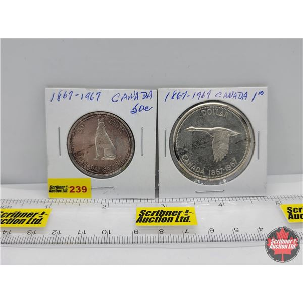Canada 1867-1967 Combo: Fifty Cent & Silver Dollar
