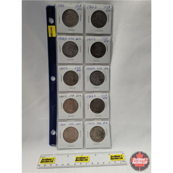 USA Half Dollar (10): 1952; 1952D; 1953S; 1954D; 1957D; 1958D; 1960D; 1963D; 1964; 1964D