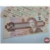 Image 4 : Canada $2 Bills 1986 (10 Sequential) : EGL8033385-394 (See Pics for Serial Numbers & Signatures)