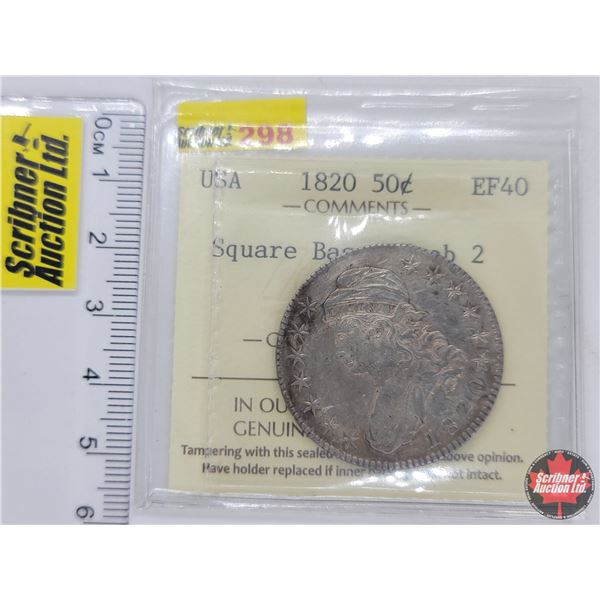 USA Fifty Cent 1820 Square Base ; Knob 2 (ICCS Cert : EF40)