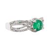 0.78 ctw Emerald and Diamond Ring - 14KT White Gold