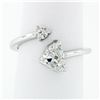 Image 2 : Modern 14K White Gold .84 ctw GIA Heart & Round Cut Diamond Moi et Toi Bypass Ri