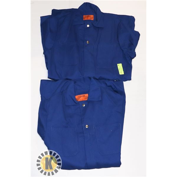 2 PAIRS OF BLUE ONE-PIECE COVERALLS - SIZE 38T