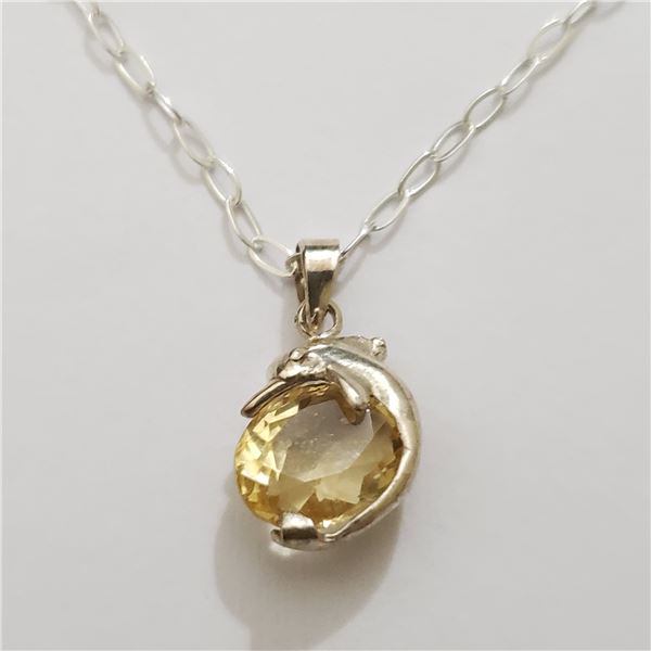 SILVER CITRINE 16" NECKLACE