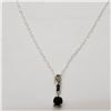 Image 2 : SILVER BLACK ONYX 16" NECKLACE