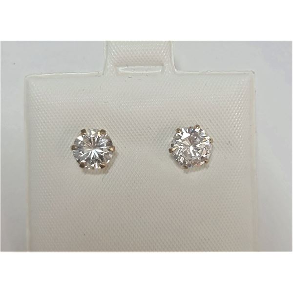 10K YELLOW GOLD CZ 6.5MM EARRINGS