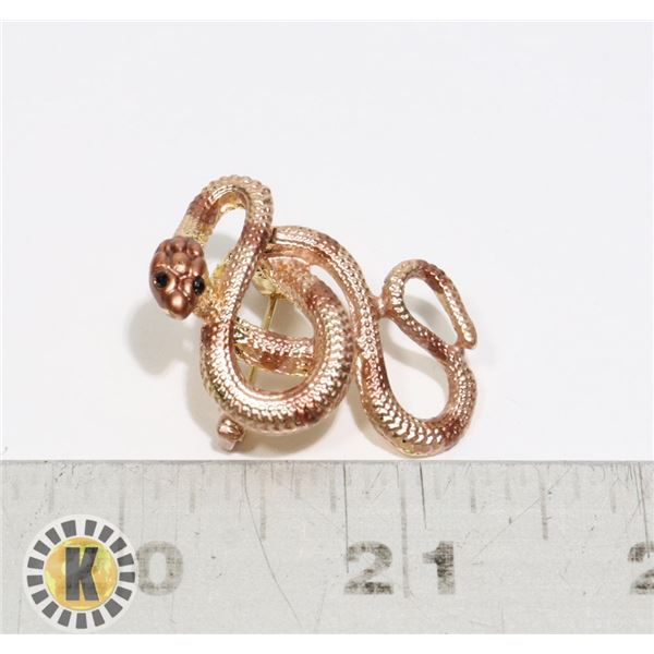 16)  ROSE GOLD COLORED SERPENT BROOCH WITH