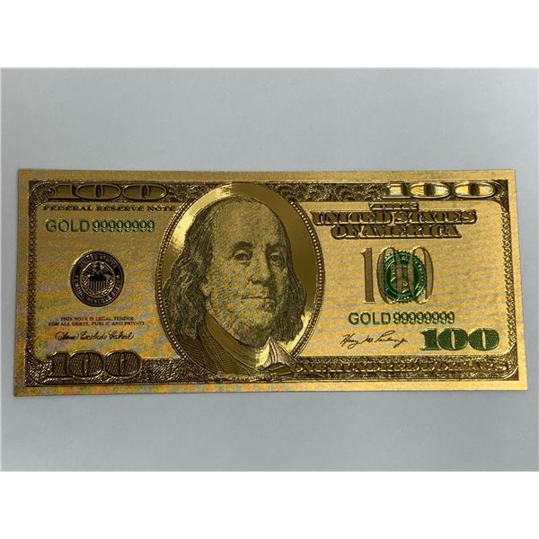 Gold Foil USA commemorative currency note - series 1 of 7 - $100.00