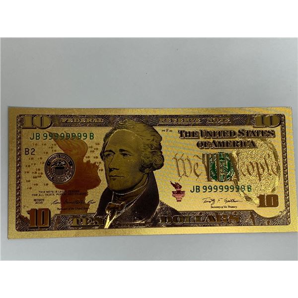 Gold Foil USA commemorative currency note - series 4 of 7 - $10.00