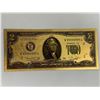 Image 1 : Gold Foil USA commemorative currency note - series 6 of 7 - $2.00