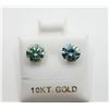 Image 1 : 10K White Gold Bluish Green Moissanite(1.6ct) Earrings , Made in Canada, Suggested Retail Value $260