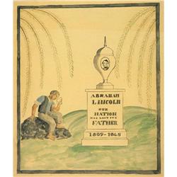 Watercolor Of A Freed Slave Mourning Lincoln's Death