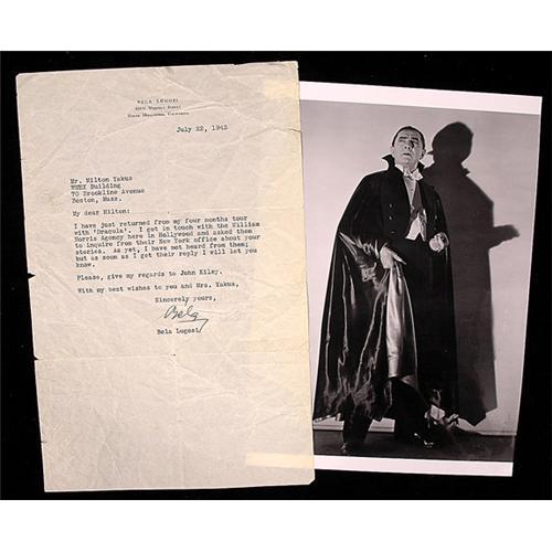 Bela Lugosi Signed Letter & B&W Photo as Dracula