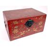 Image 1 : Red Wooden Chest With Peacock and Floral Design