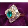 Image 1 : Lady's Emerald, Diamond, 14K Yellow Gold Ring