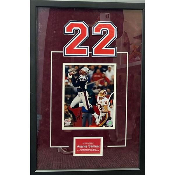 Signed Asante Samuel , # 22 , New England Patriots Photo Collage