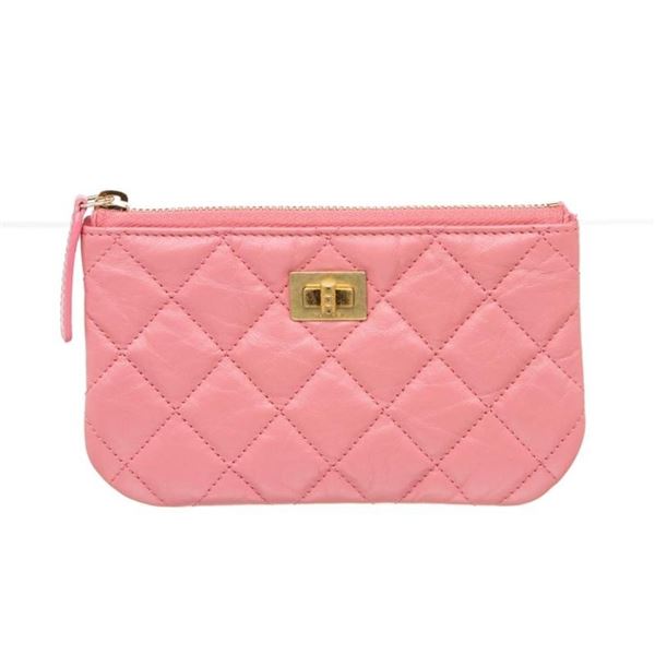 Chanel Pink Reissue Pink Leather Zipper Pouch