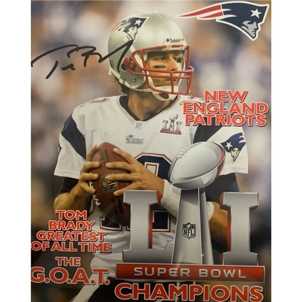 Signed Super Bowl LI Champions New England Patriots: Tom Brady G.O.A.T