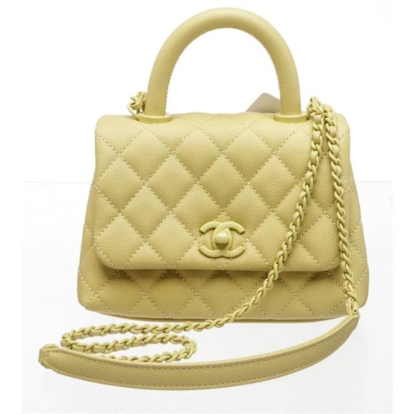 Chanel Yellow Caviar Leather Incognito Coco Handle Crossbody Bag
