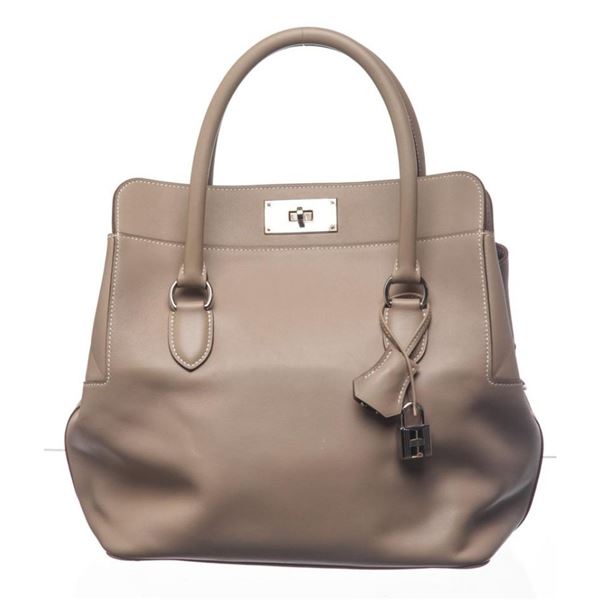 Hermes Etoupe Swift Leather Toolbox Palladium Hardware 33 Handbag