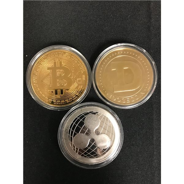 BITCOIN/ DODGECOIN/ RIPPLE  NOVELTY COIN LOT