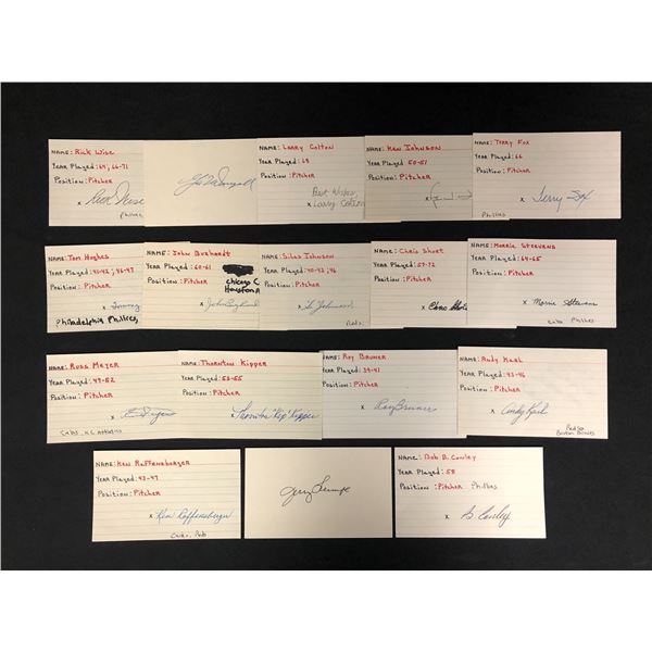 VARIOUS AUTOGRAPHED INDEX CARDS LOT