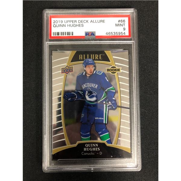 2019 UPPER DECK ALLURE QUINN HUGHES ROOKIE CARD (PSA 9)