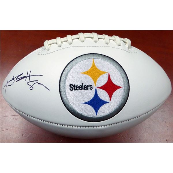 ANTONIO BROWN SIGNED STEELERS STAT FOOTBALL (BECKETT COA)