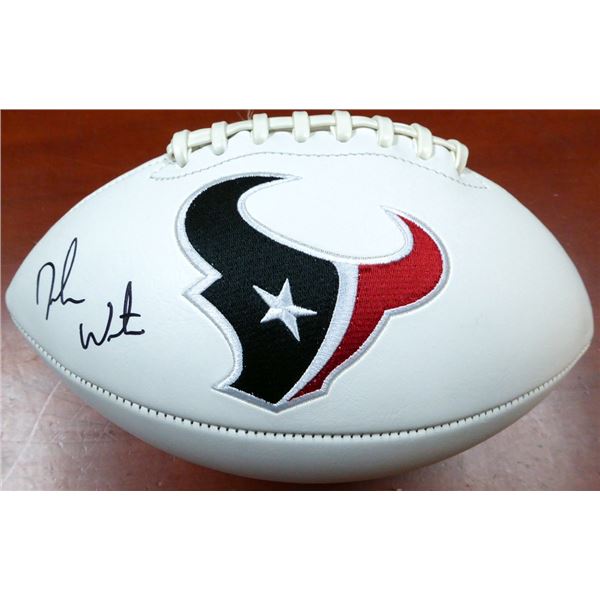 DESWHAWN WATSON SIGNED HOUSTON TEXANS STAT FOOTBALL (BECKETT COA)