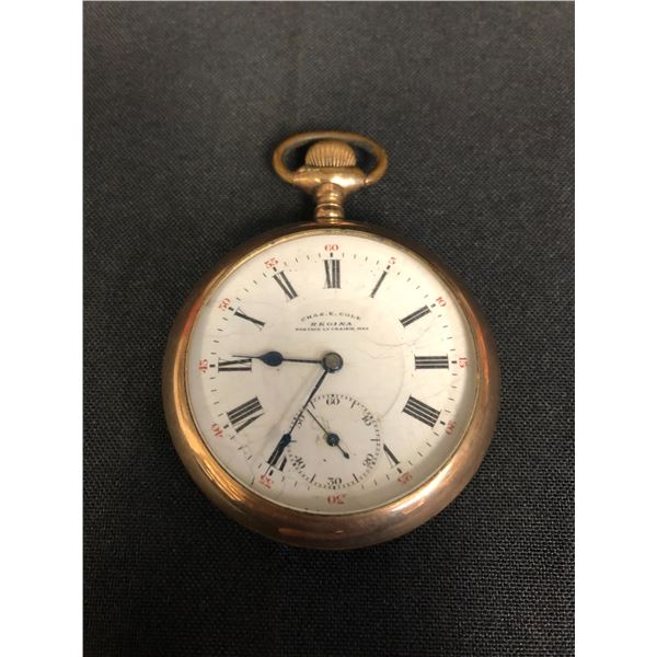 SIZE 16 REGINA GOLD FILLED OPEN FACE POCKET WATCH