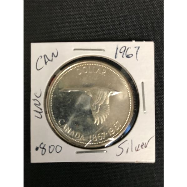 CANADIAN 1967  SILVER DOLLAR  UNCIRCULATED  .800 SILVER