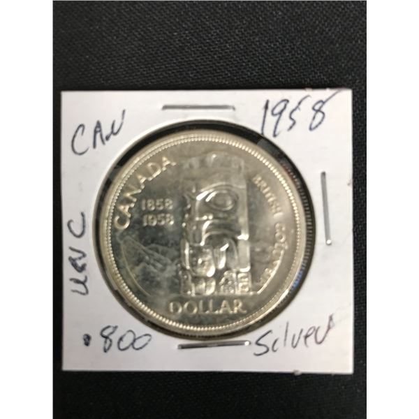 CANADIAN 1958   SILVER DOLLAR  UNCIRCULATED  .800 SILVER