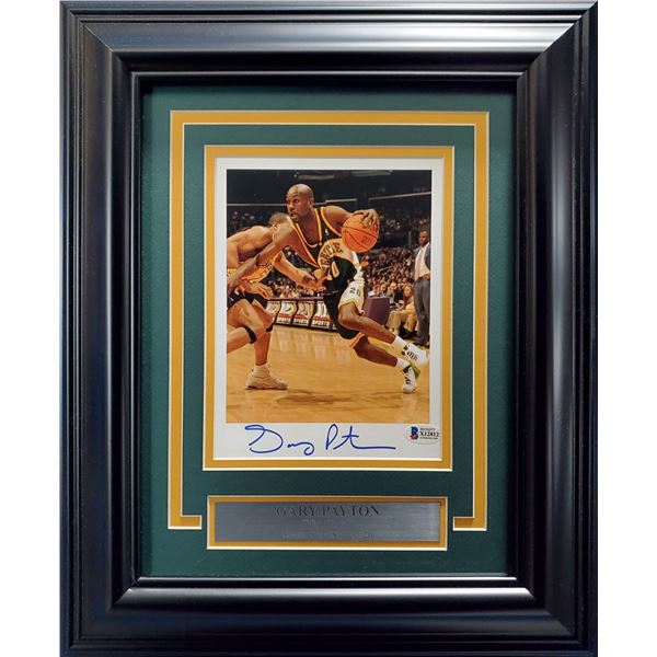 GARY PAYTON SIGNED AND CUSTOM FRAMED 8 X 10 (BECKETT COA)