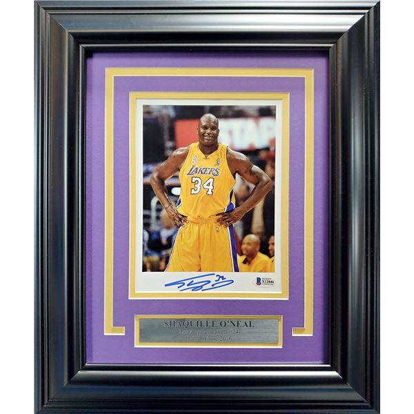 SHAQUILLE ONEAL  SIGNED AND CUSTOM FRAMED 8 X 10 (BECKETT COA)