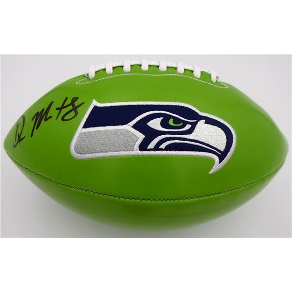 DK METCALFE SIGNED SEATTLE SEAHAWKS GREEN LEATHER FOOTBALL (BECKETT COA)