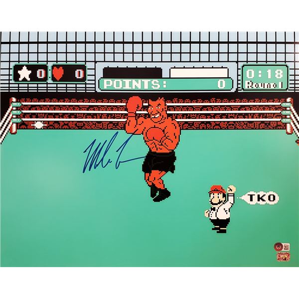 MIKE TYSON SIGNED PUNCH OUT 16 X 20 (BECKETT COA)